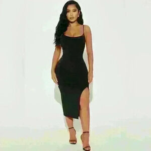 New with tags. Fashion Nova London Cami Midi Dress - Black. Size M